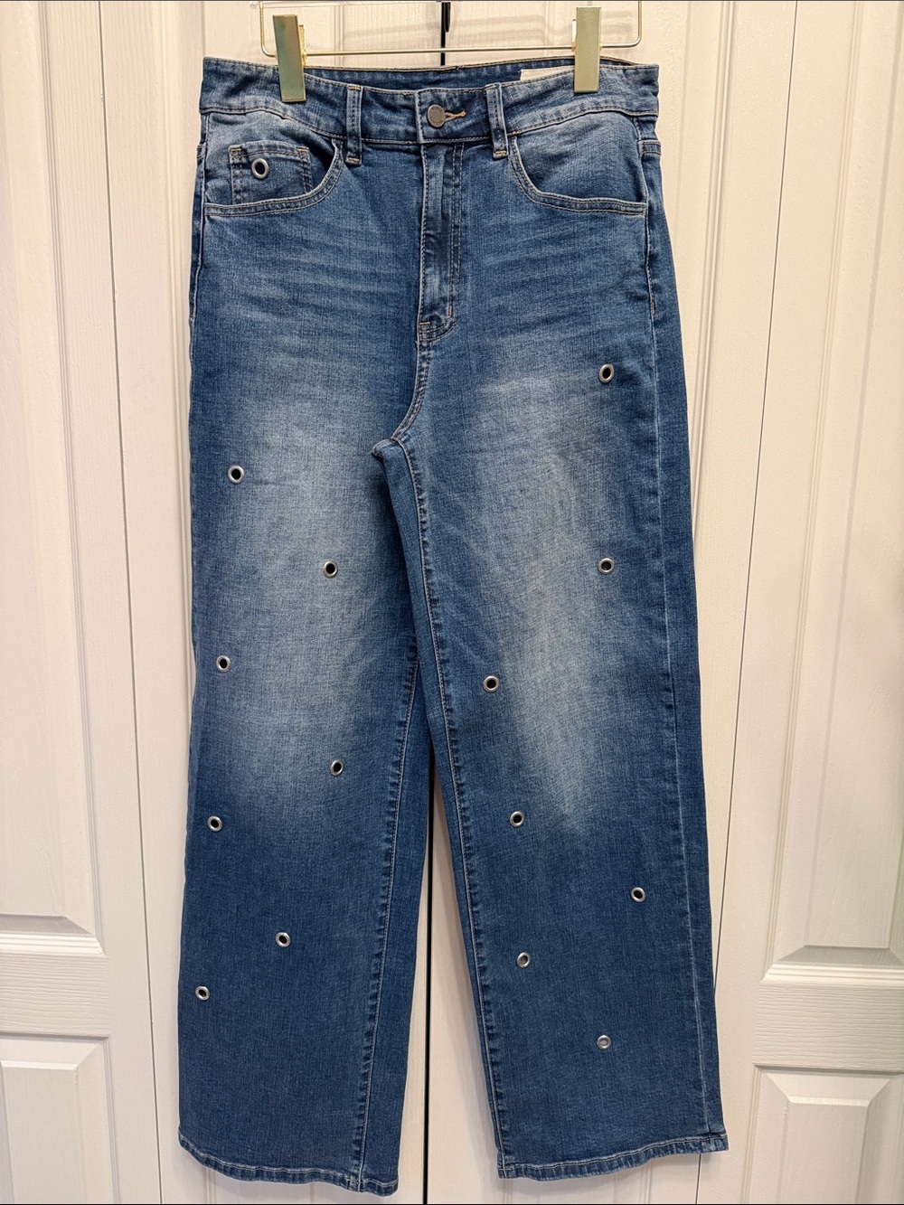 Vince Camuto Grommet Wide Leg Jeans Medium Wash Size 29/8